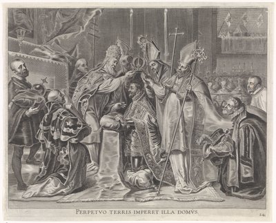 توج تشارلز الخامس إمبراطورًا من قبل البابا دخول بهيجة للكاردينال الرضيع في غنت ، 1635 (عنوان السلسلة) بواسطة بيتر دي جود (الثاني)