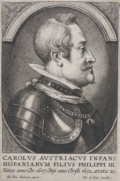 صورة لتشارلز النمسا ، إنفانتي إسبانيا ، في الجانب الأيمن ، كاليفورنيا. 1650. بواسطة بيتر دي جود الثاني