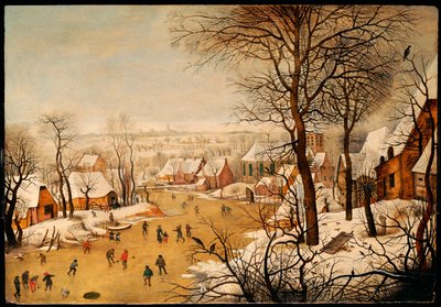 مشهد الشتاء مع المتزلجين ومصيدة الطيور بواسطة Pieter Brueghel the Younger