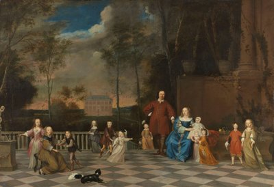 تاجر أمستردام جيرمياس فان كولين (1619-1707) مع زوجته وأطفالهما الاثني عشر بواسطة بيتر فان أنريدت
