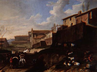 عرض Capriccio مع الكنائس والبيوت والمسافرين (النفط) بواسطة بيتر فان بلويمن