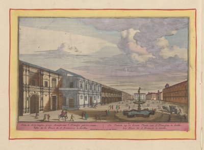 منظر لمربع به نافورة في إشبيلية النافورة في مكان عظيم من S. Franciscus ، في Sivilie (العنوان على الكائن) Theatrum Hispaniae (...] (عنوان المسلسل) بواسطة بيتر فان دن بيرج
