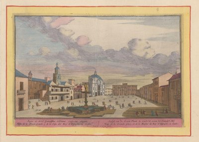 منظر للمربع الكبير في Cádiz Gesigt van de Groote Place في Cdix ، بجوار Koninglyk Hof (العنوان على الكائن) Theatrum Hispaniae (...) (عنوان السلسلة) بواسطة بيتر فان دن بيرج