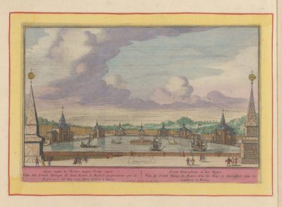 بركة كبيرة بها سفن في حدائق Palacio del Buen Retiro في مدريد Groote Waterplaats ، في Retiro (العنوان على الكائن) Theatrum Hispaniae (...] (عنوان المسلسل) بواسطة بيتر فان دن بيرج