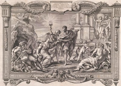 تقدم أنيبال كاراتشي الرسم إلى أبولو ومينيرفا ، 1674. بواسطة بيترو أكويلا