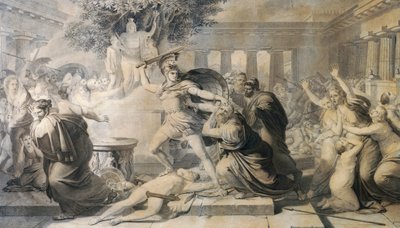 موت بريام ، بقلم بيترو بنفينوتي (1769-1844) ، مطبوع من لوحة عام 1811 بواسطة بيترو بنفينوتي