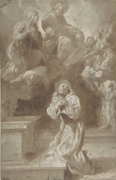 ظهور المسيح والعذراء للقديس فرنسيس ، ١٥٦٢-١٦٠٢. بواسطة بيترو فاكيني