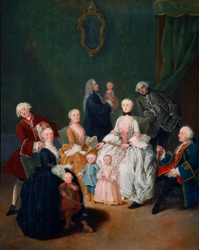 الصورة العائلية. لوحة لبيترو لونجي (1702-1785) 1752 تقريبًا. الشمس. 62x50 سم البندقية ، كاريزونيكو بواسطة بيترو لونغي