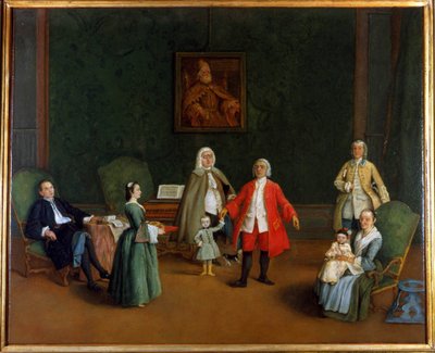 صورة عائلية ، بيترو لونجي (1702 - 1785) ، لوحة زيتية ، قصر ليفي مونتالسيني. بواسطة بيترو لونغي