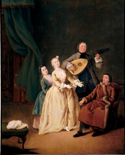 لوحة الحفلة العائلية لبيترو لونجي (1702-1785) 1752 باهت. 62x51 سم Ca 'Rezzonico ، البندقية بواسطة بيترو لونغي