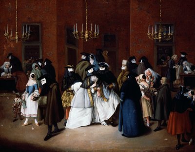 The Ridotto of Venice, c.1750 (oil on canvas) بواسطة بيترو لونغي