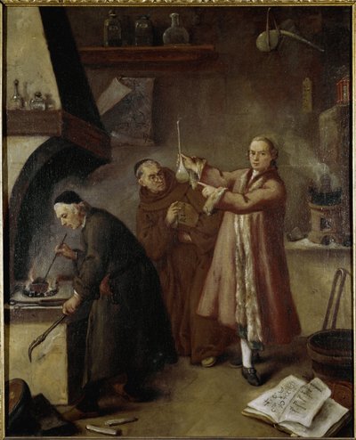 معمل الكيميائي. لوحة لبيترو لونجي (1702-1785) متحف بالازو كا ريزونيكو ، البندقية بواسطة بيترو لونغي