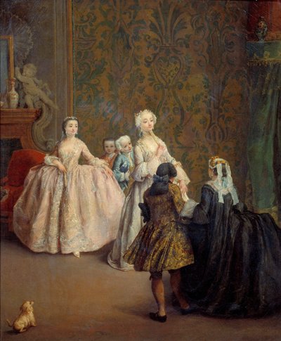 الرسم التقديمي لبييترو لونجي (1702-1785) القرن الثامن عشر. 0،64 × 0،5 م بواسطة بيترو لونغي