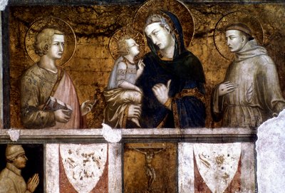 مادونا والطفل بين القديس فرنسيس والقديس يوحنا الإنجيلي ، c1320s بواسطة بيترو لورينزيتي