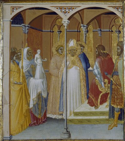 StSabina of Spolete أمام حاكم توسكانا Venustiano (تمبرا وأوراق ذهبية على الخشب بواسطة بيترو لورينزيتي