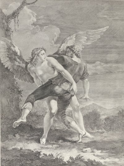 يعقوب يصارع الملاك ، 1730-39. بواسطة بيترو موناكو