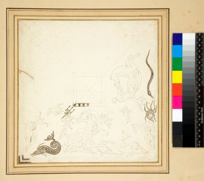 رسم غير مكتمل لرصيف الفسيفساء "Carciofolo" (قلم رصاص) بواسطة بيترو سانتي بارتولي