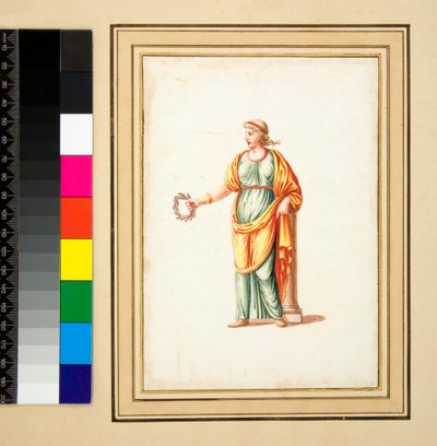 صورة أنثوية تحولت إلى يسار المتفرج (طباشير أسود ، بعضها بالقلم والحبر البني ، ملون بالألوان المائية) بواسطة بيترو سانتي بارتولي