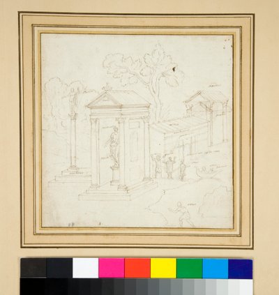 رسم المناظر الطبيعية مع العمارة (القلم والحبر) بواسطة بيترو سانتي بارتولي