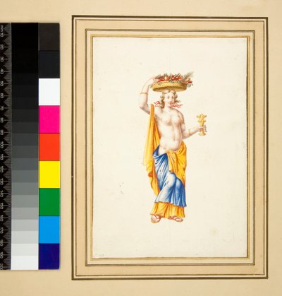 تصميم كبير لجدار مع لوحات. (طباشير أسود ، بعضها بالقلم والحبر البني. ملون بالألوان المائية) بواسطة بيترو سانتي بارتولي