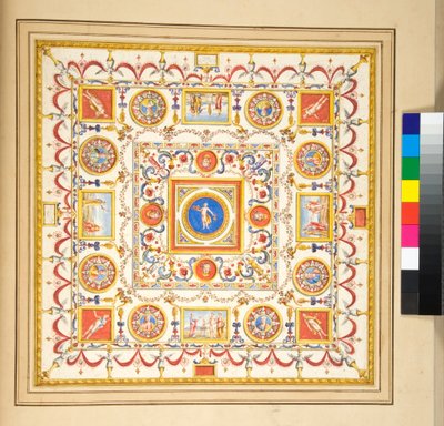 Volta del Palazzo di Augusto (طباشير أسود ، بعضها بالقلم والحبر البني. ملون بالألوان المائية) بواسطة بيترو سانتي بارتولي