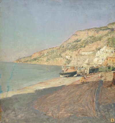 Amalfi Beach (oil on canvas) بواسطة بيترو سكوبيتا