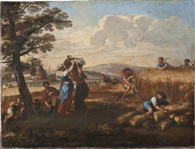 منظر طبيعي مع مشهد حصاد - منظر طبيعي مع حصاد ، بقلم كورتونا ، بيترو دا (1596-1669) (بيير دي كورتونا). زيت على قماش. الأبعاد: ٥٠ × ٦٥ سم. المتحف الوطني ستوكهولم بواسطة بيترو دا كورتونا