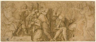 عائلة داريوس قبل الإسكندر. سجناء أمام عضو مجلس الشيوخ بواسطة Polidoro da Caravaggio