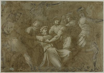 الجنود الرومان يعتقلون القديس بطرس (؟) بواسطة Polidoro da Caravaggio