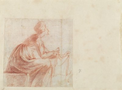 امرأة جالسة بقطعة قماش [ظهر] بواسطة Polidoro da Caravaggio