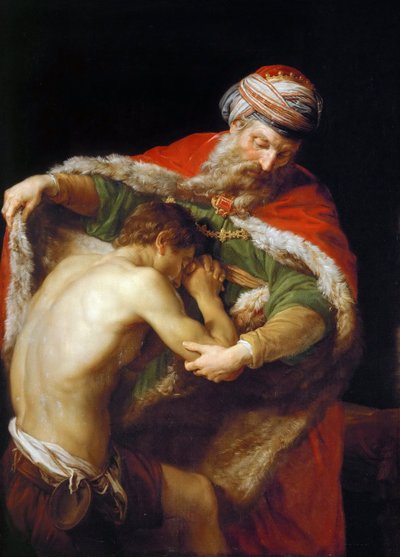 مثل الابن الضال - مثل الابن الضال - بومبيو جيرولامو باتوني (1708-1787). زيت على قماش بواسطة بومبيو جيرولامو باتوني