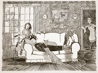 راحة لمدة نصف ساعة بعد الوجبات ، رسم توضيحي من "Pont: An Account of the Life and Work of the Punch الفنان العظيم" بواسطة بونت