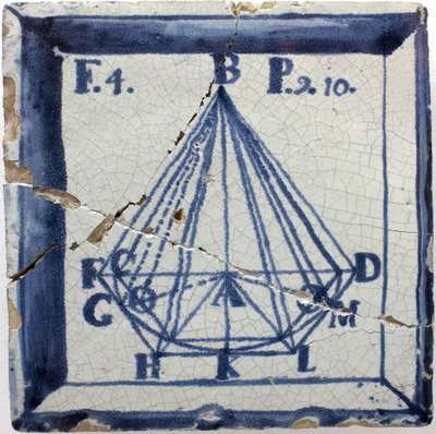 مخطط هندسي لهرم ، خزف مزجج من القصدير ، لشبونة النصف الثاني من القرن الثامن عشر - Musee national des azulejos ، لشبونة (البرتغال) بواسطة المدرسة البرتغالية