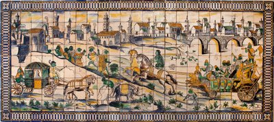 الملابس الداخلية ، زواج الدجاجات - لوحة من البلاط ، حوالي عام 1665 ، من مزرعة كادريسيرا القديمة ، في تورسيفال ، توريس فيدراس (البرتغال) (زفاف الدجاج ، لوحة البلاط ، حوالي 1665) - المتحف الوطني des azulejos ، لشبونة (البرتغال) بواسطة المدرسة البرتغالية