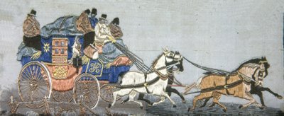 مدرب البريد الملكي في لندن ويورك ، إنجلترا ، 1879. بواسطة ربما توماس ستيفنز.