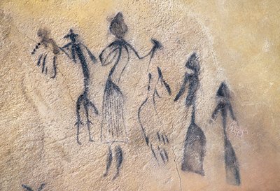 رقصة قضيبية من النوع الطبيعي ، الفن الميزوليتي (الرسم الجداري) بواسطة عصور ما قبل التاريخ