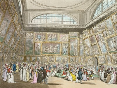 غرفة المعرض ، سومرست هاوس ، من "صورة لندن الصغيرة لأكرمان" ، 1808 (ألوان مائية) بواسطة بوجين ورولاندسون
