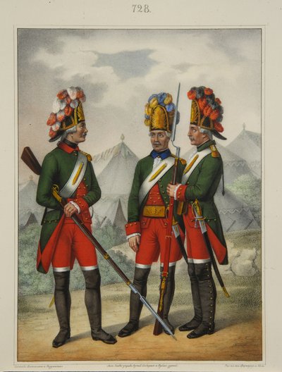 غريناديي فوج بريوبراجينسكي وسيمنوفسكي وإيزمايلوفسكي في 1763-1775 ، أوائل أربعينيات القرن التاسع عشر بواسطة Pyotr Ivanovich Razumikhin