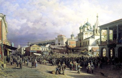 سوق في نيجني نوفغورود ، 1872. بواسطة بيوتر بتروفيتش Vereshchagin