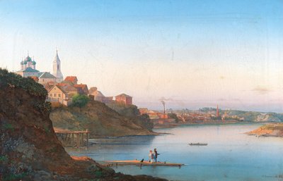 كنيسة دورميتيون في كروتسي في موسكو مع دير سيمونوف في الخلفية ، 1858. بواسطة بيوتر سيرجيفيتش ستيبانوف