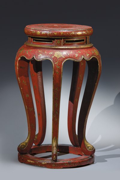 Jardinière (مطلي باللون الأحمر بتفاصيل ذهبية وبنية وخضراء) بواسطة اسرة تشينغ الصينية