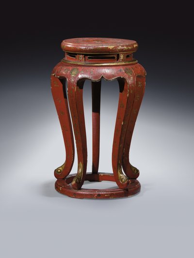 Jardinière (مطلي باللون الأحمر بتفاصيل ذهبية وبنية وخضراء) بواسطة اسرة تشينغ الصينية