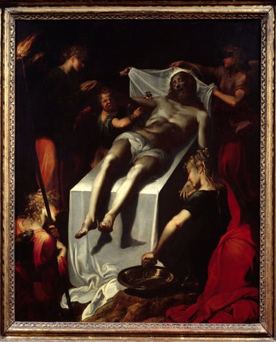 دفن السيد المسيح (قبر). رسم كوينتين فارين (1570-1634) بعد 1600. زيت على قماش. Dim: 0،84 x 0،67m. باريس ، متحف اللوفر. بواسطة كوينتين فارين