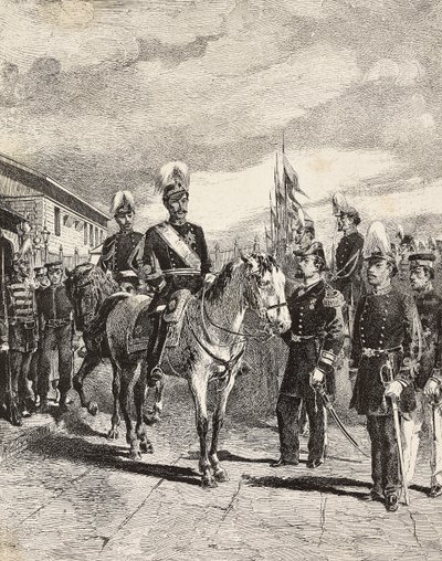 الجيش الياباني: جنود مشاة ، رؤساء أركان ، لواء ، سلاح فرسان ، نائب أميرال ، نقيب مشاة ، مدفعي ، اليابان ، نقش من رسم كوينتو سيني ، من L