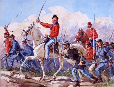 Risorgimento: قوات جوزيبي غاريبالدي (1807-1882) تسير في روما. لوحة مائية من Quinto Cenni 1892 بواسطة كوينتو سيني