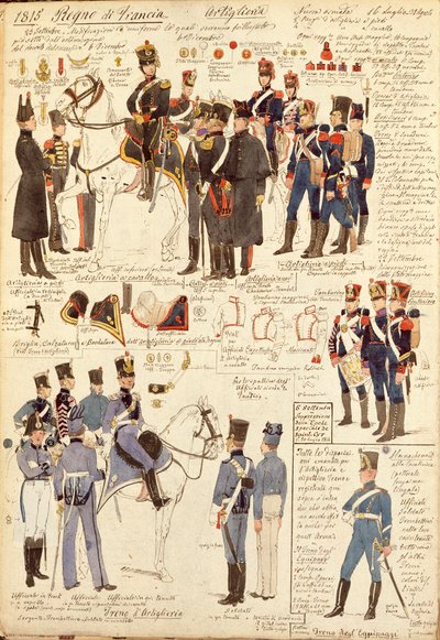 Uniforms of Artillery of Kingdom of France, by Quinto Cenni, color plate بواسطة كوينتو سيني