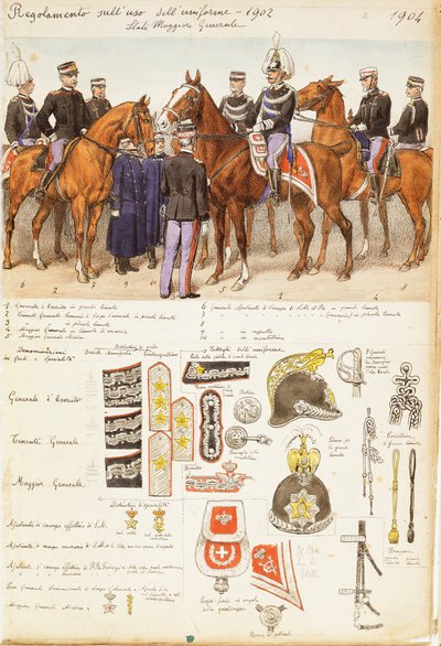 Uniforms of General Staff of Kingdom of Italy, color plate by Quinto Cenni بواسطة كوينتو سيني