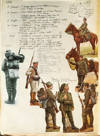 Uniforms of Italian army during World War I, by Quinto Cenni, color plate بواسطة كوينتو سيني