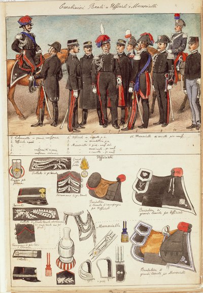 زي Royal Carabinieri والضباط وضباط الصف من مملكة إيطاليا ، لوحة ملونة من Quinto Cenni بواسطة كوينتو سيني
