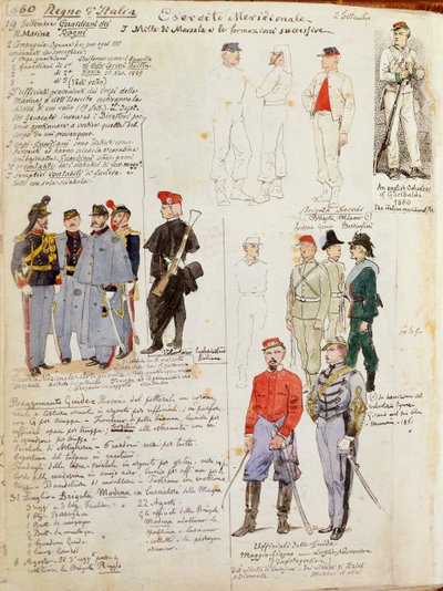 Uniforms of Southern Italy army of provisional government by Quinto Cenni, color plate بواسطة كوينتو سيني